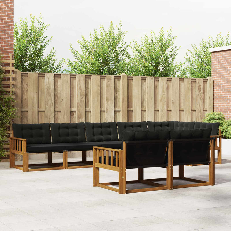 Set de canapele de exterior 8 buc. Natural și Negru