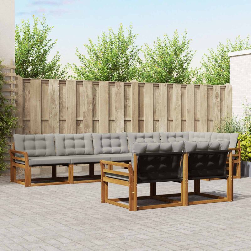 Set de canapele de exterior 8 buc. Gri natural și deschis