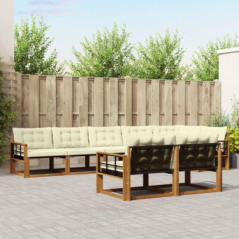 Set de canapele de exterior 8 buc. Natural și Crem