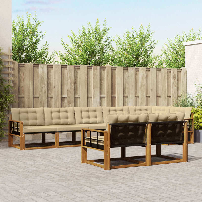 Set de canapele de exterior 8 buc. Natural și Bej
