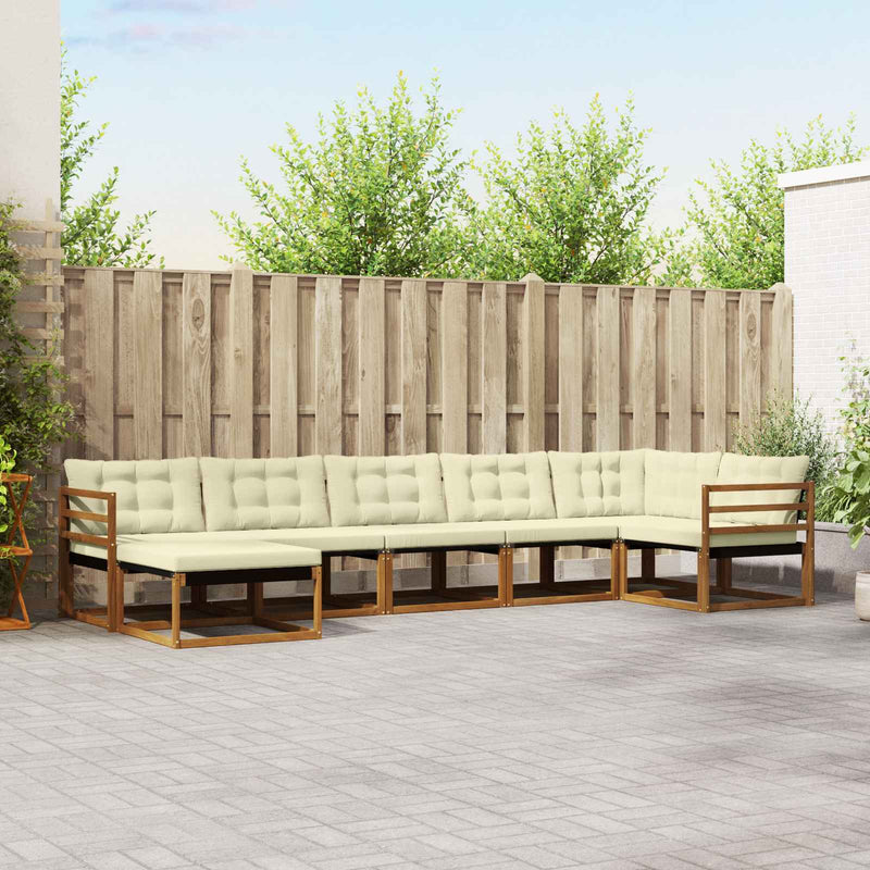 Set de canapele de exterior 7 buc. Natural și Crem