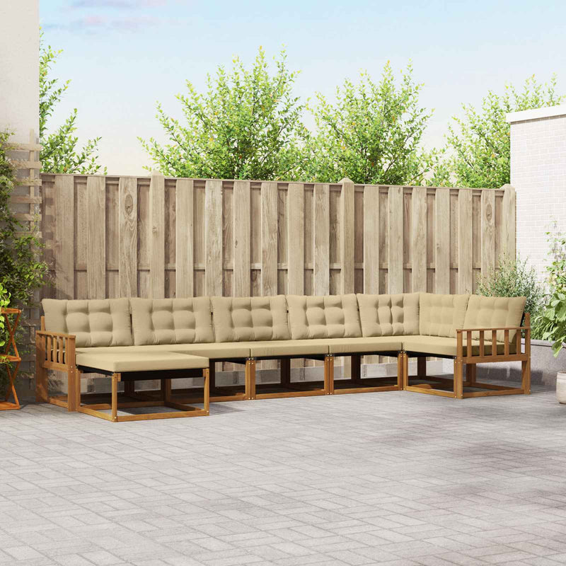 Set de canapele de exterior 7 buc. Natural și Bej