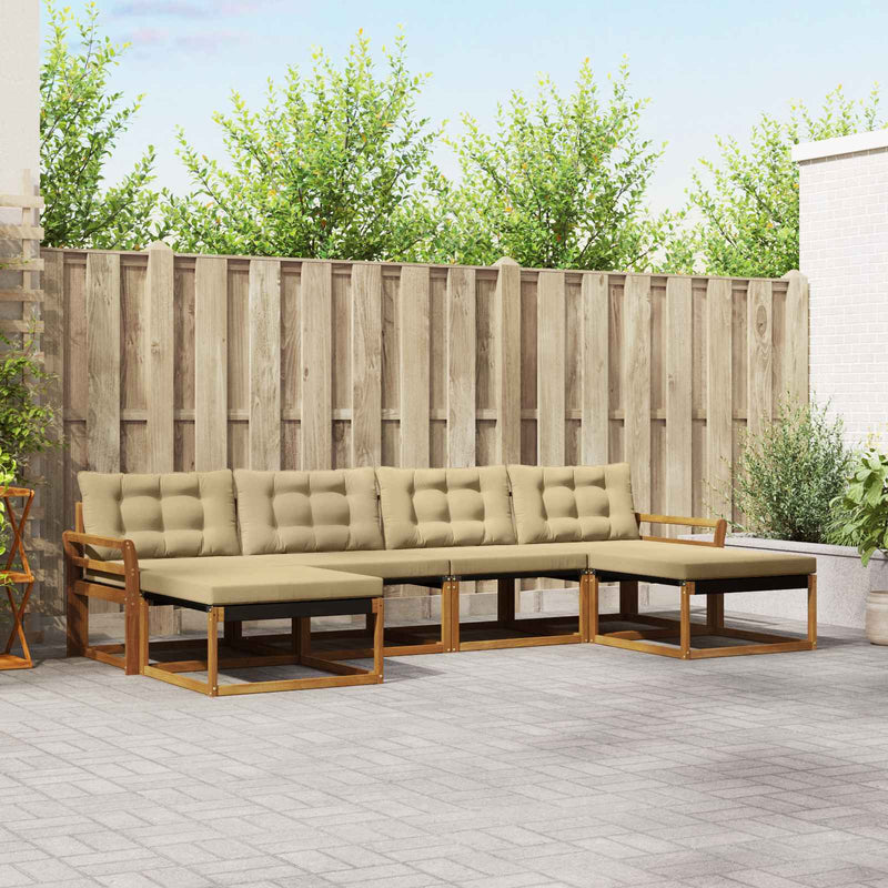 Set de canapele de exterior 6 buc. Natural și Bej