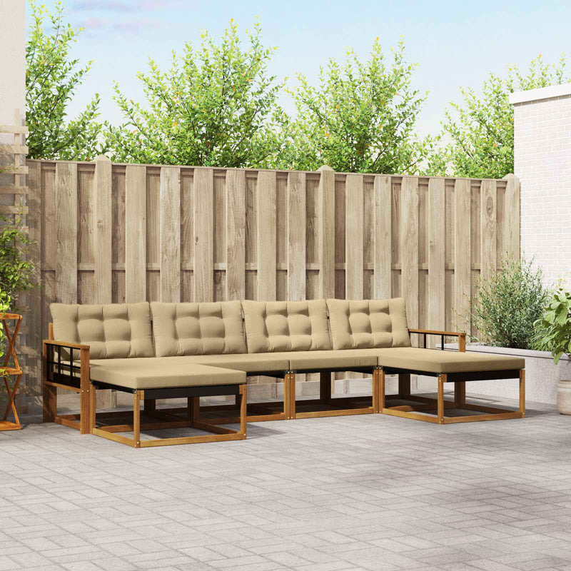 Set de canapele de exterior 6 buc. Natural și Bej