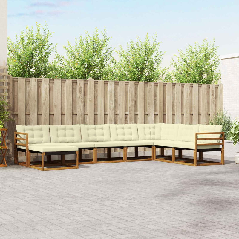 Set de canapele de exterior 8 buc. Natural și Crem