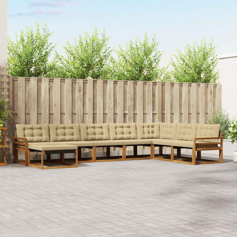 Set de canapele de exterior 8 buc. Natural și Bej