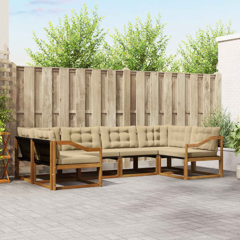 Set de canapele de exterior 6 buc. Natural și Bej