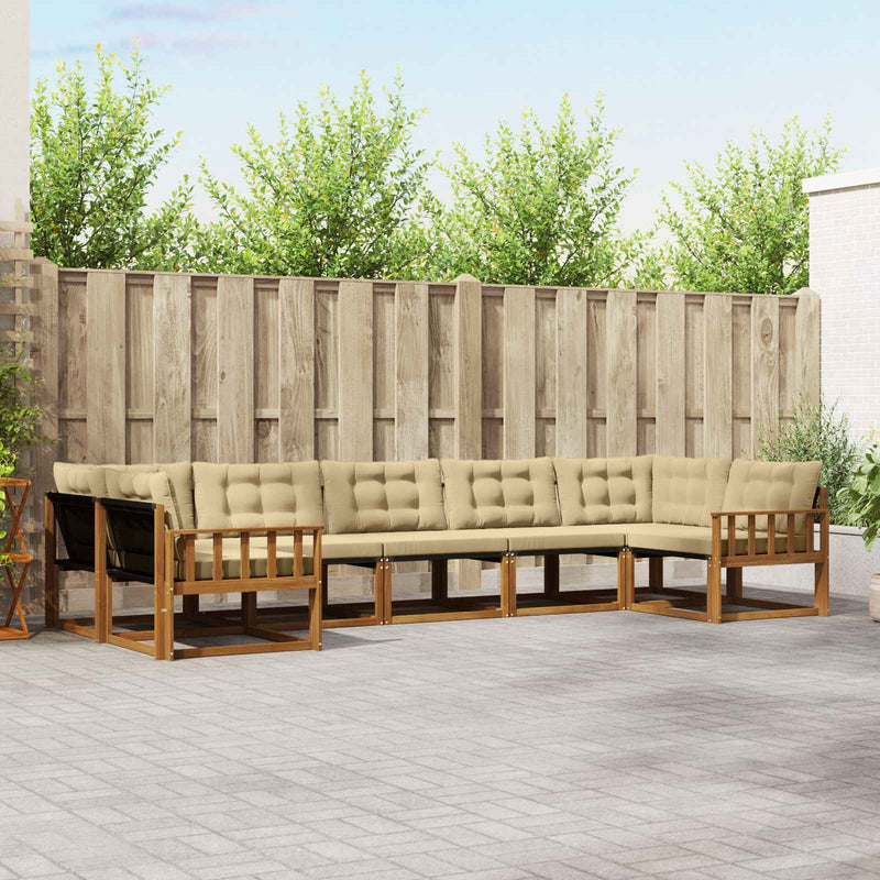 Set de canapele de exterior 7 buc. Natural și Bej