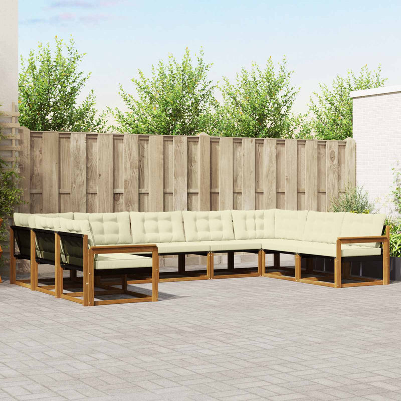 Set de canapele de exterior 9 buc. Natural și Crem