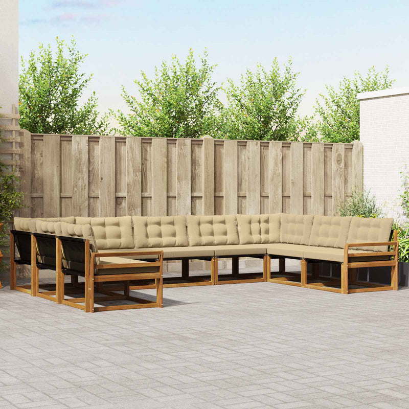 Set de canapele de exterior 9 buc. Natural și Bej