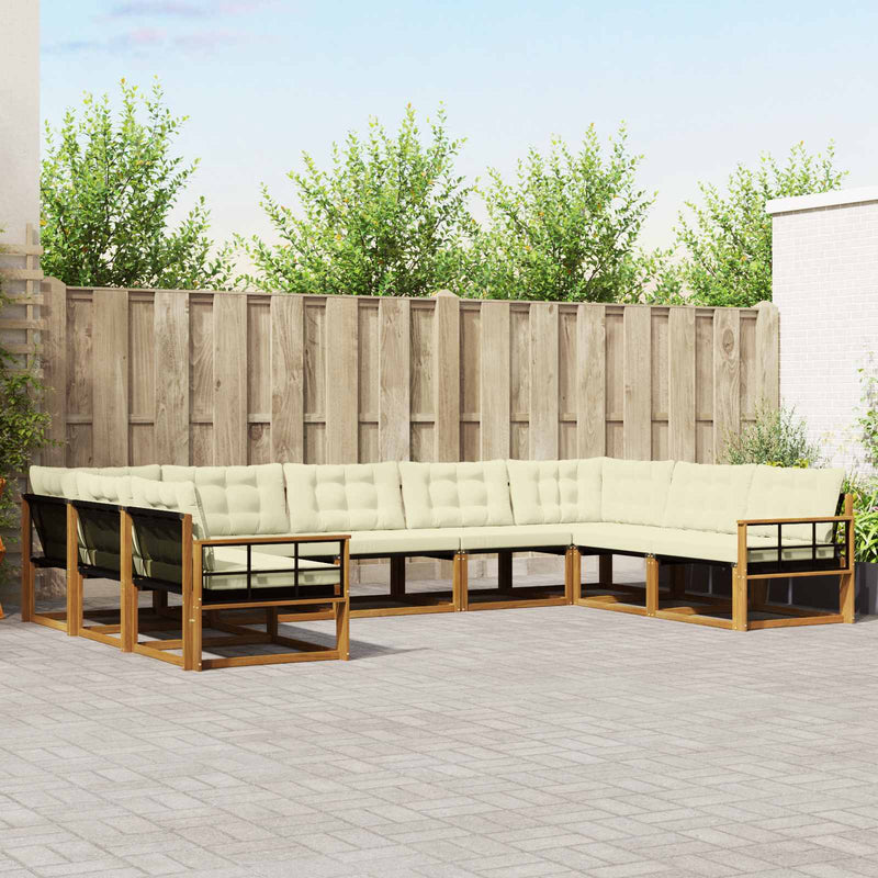 Set de canapele de exterior 9 buc. Natural și Crem