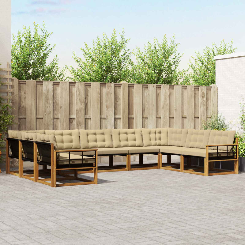 Set de canapele de exterior 9 buc. Natural și Bej