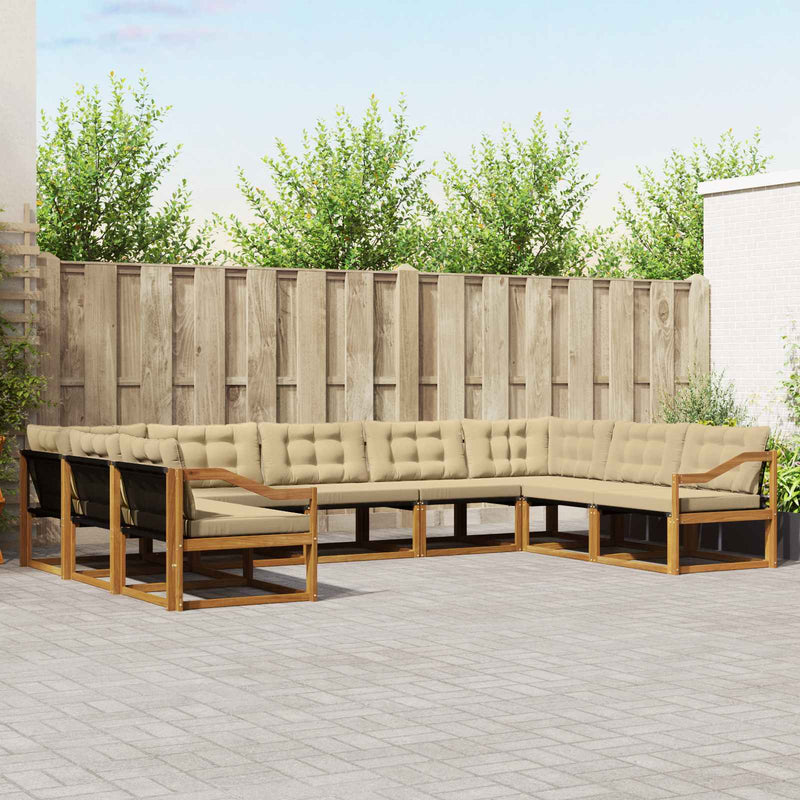 Set de canapele de exterior 9 buc. Natural și Bej
