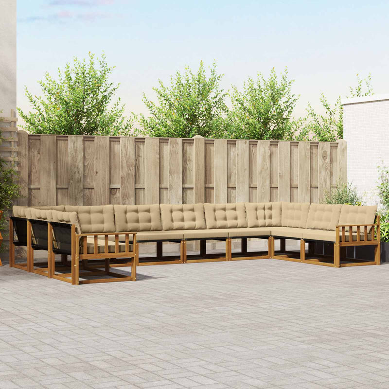 Set de canapele de exterior 10 buc. Natural și Bej