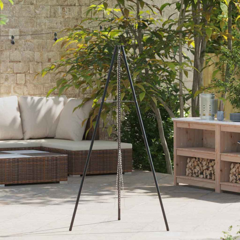 Treppied pentru foc de tabără Negru 92 x 92 x 151,5 cm Oțel
