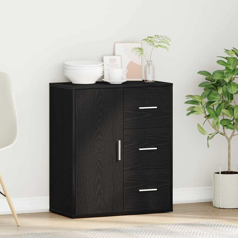 Bufet Stejar Negru 60 x 31 x 70 cm Lemn prelucrat