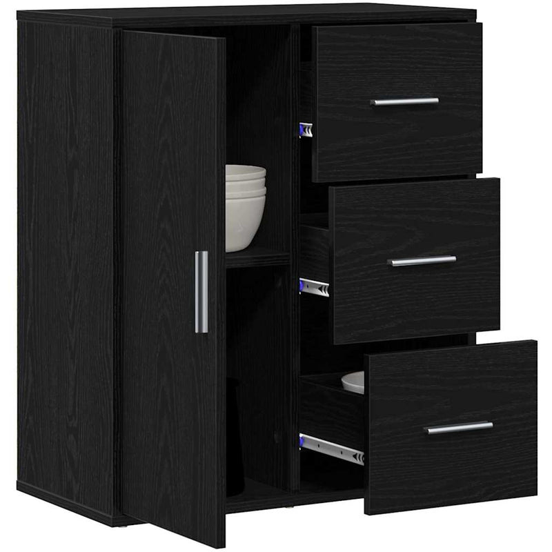 Bufet Stejar Negru 60 x 31 x 70 cm Lemn prelucrat
