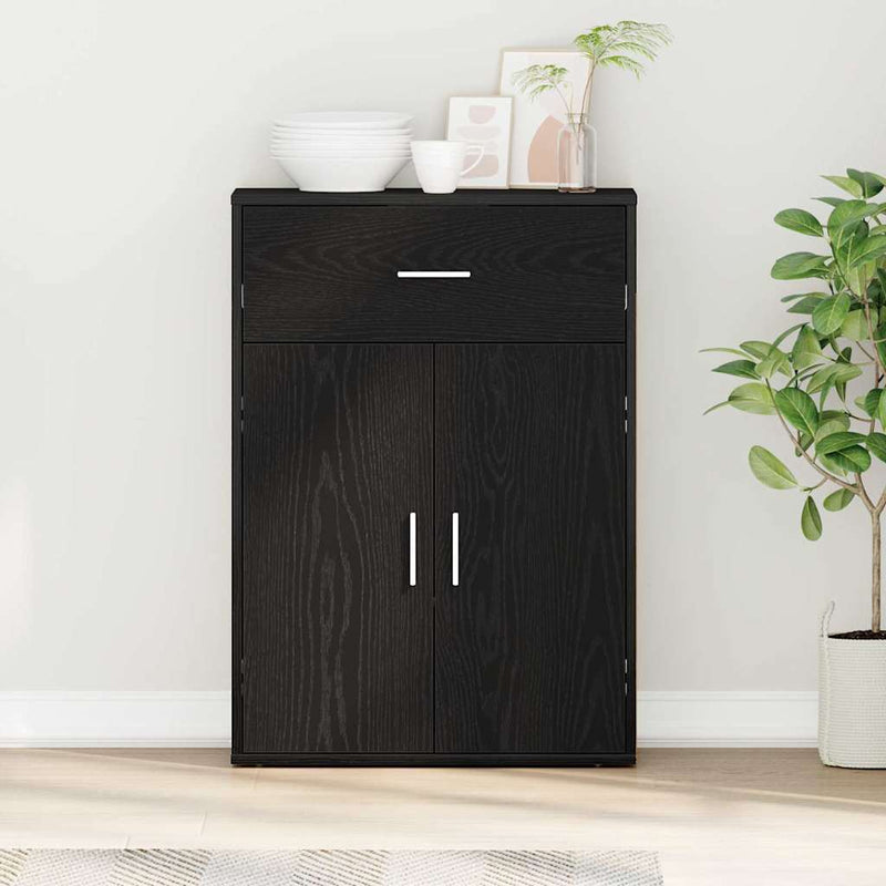 Bufet Stejar Negru 60 x 30 x 84 cm Lemn prelucrat
