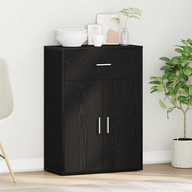 Bufet Stejar Negru 60 x 30 x 84 cm Lemn prelucrat