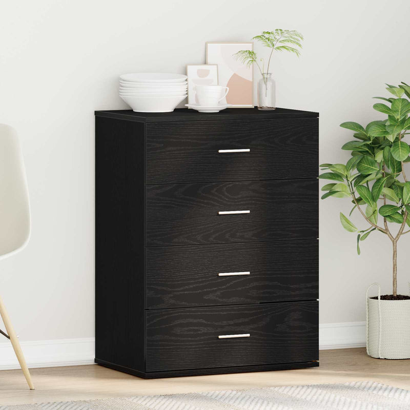 Bufet Stejar Negru 60 x 39 x 80 cm Lemn prelucrat