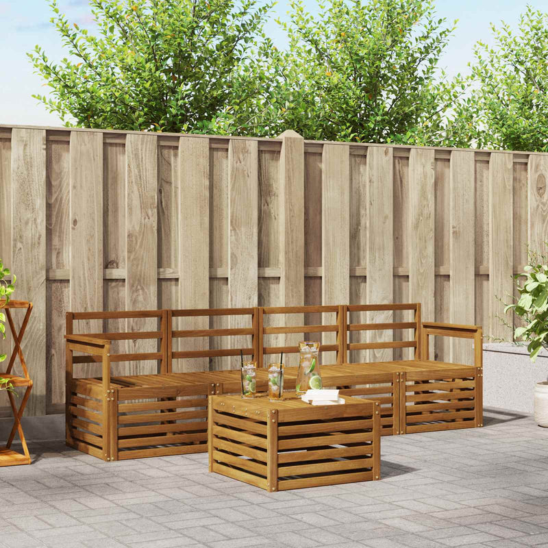 Set de canapele de exterior 5 buc. natural Lemn Solid de Acacia