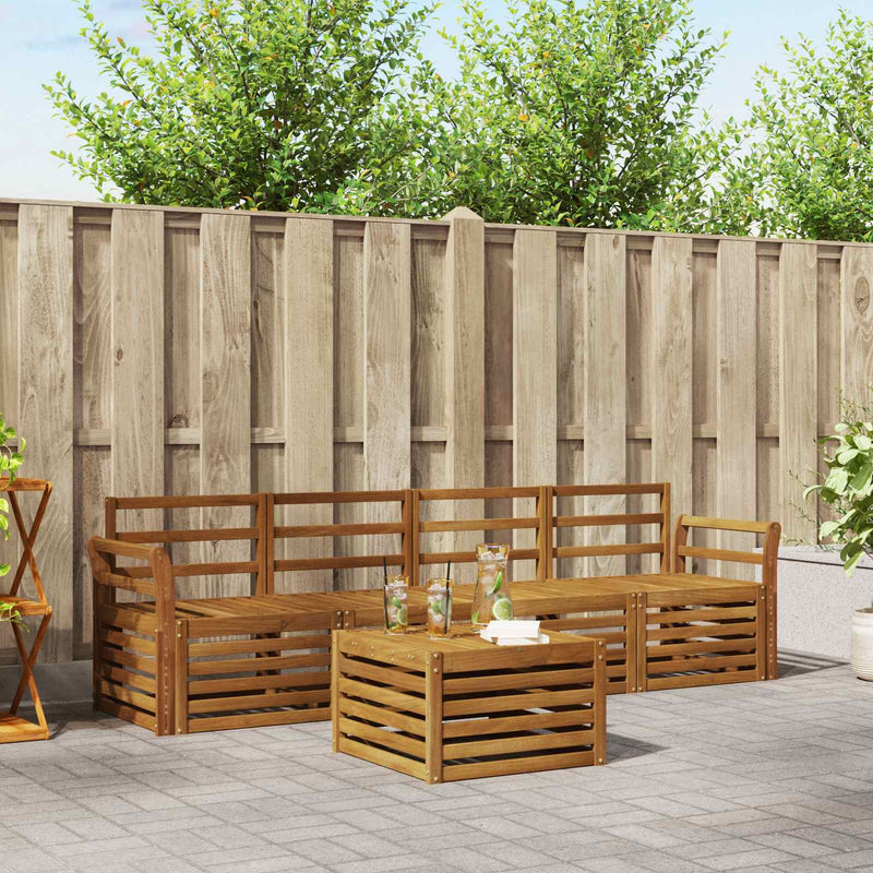 Set de canapele de exterior 5 buc. natural Lemn Solid de Acacia