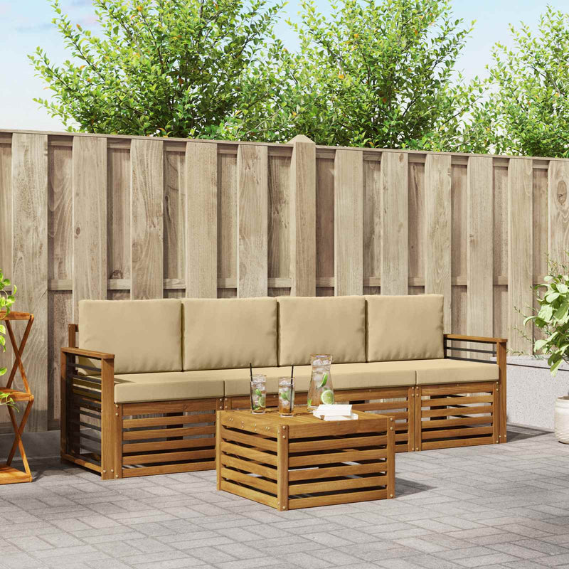 Set de canapele de exterior 5 buc. Natural și Bej