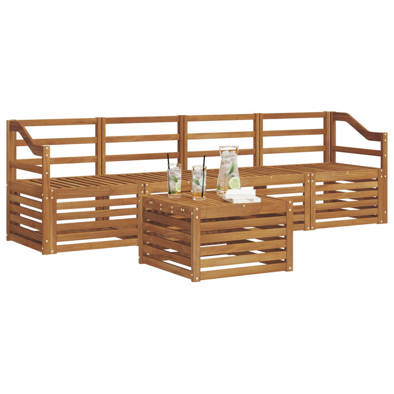 Set de canapele de exterior 5 buc. natural Lemn Solid de Acacia