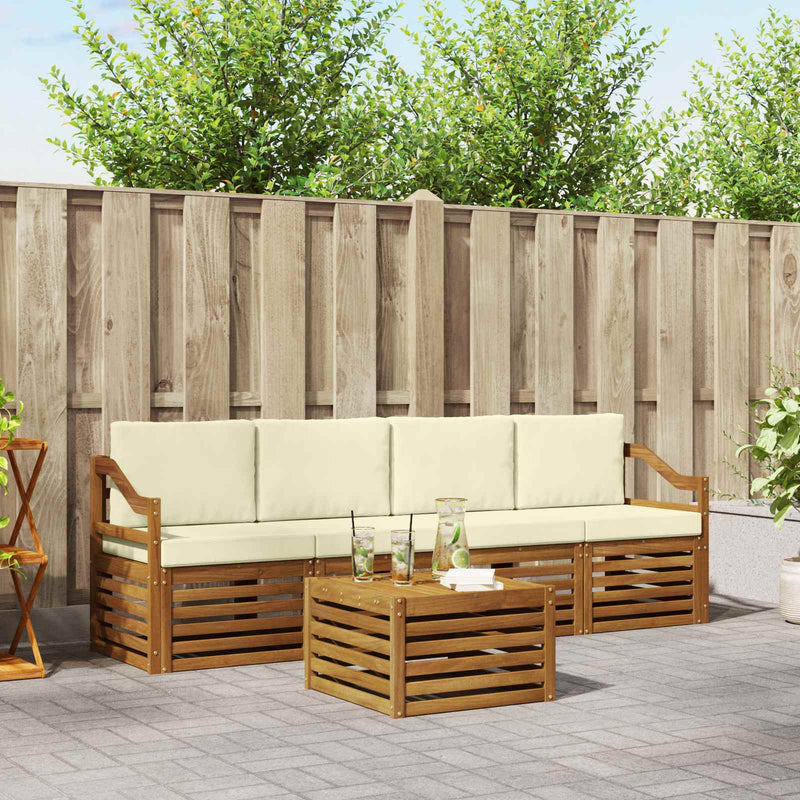 Set de canapele de exterior 5 buc. Natural și Crem