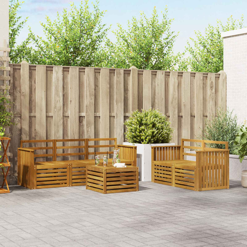 Set de canapele de exterior 6 buc. natural Lemn Solid de Acacia