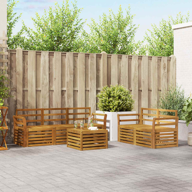 Set de canapele de exterior 6 buc. natural Lemn Solid de Acacia