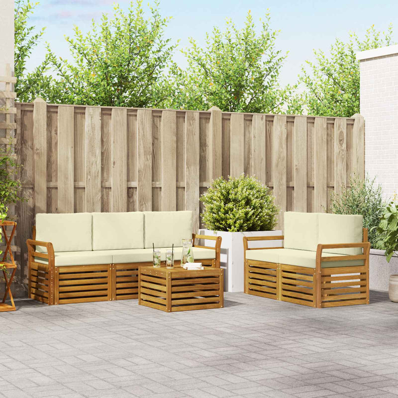 Set de canapele de exterior 6 buc. Natural și Crem