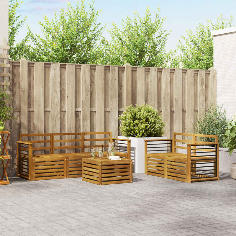 Set de canapele de exterior 6 buc. natural Lemn Solid de Acacia