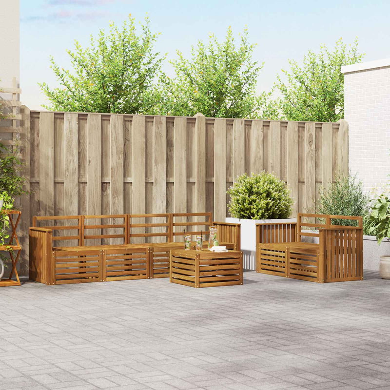 Set de canapele de exterior 7 buc. natural Lemn Solid de Acacia