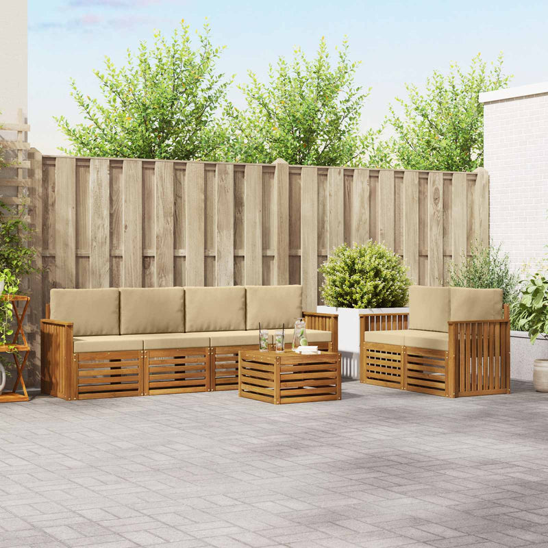 Set de canapele de exterior 7 buc. Natural și Bej