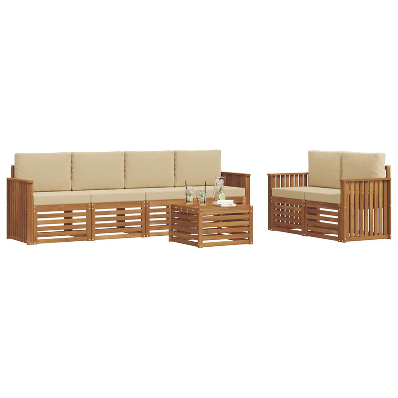 Set de canapele de exterior 7 buc. Natural și Bej