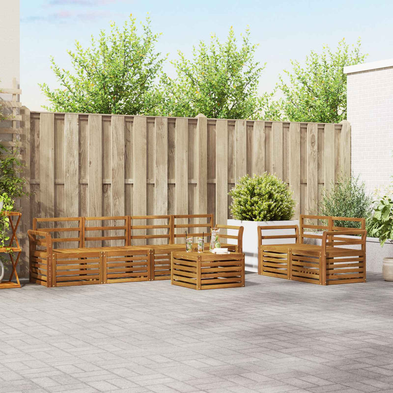 Set de canapele de exterior 7 buc. natural Lemn Solid de Acacia