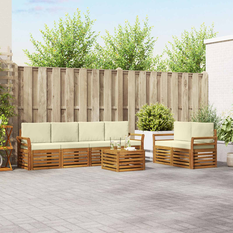 Set de canapele de exterior 7 buc. Natural și Crem