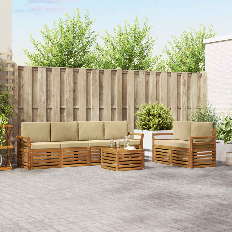 Set de canapele de exterior 7 buc. Natural și Bej