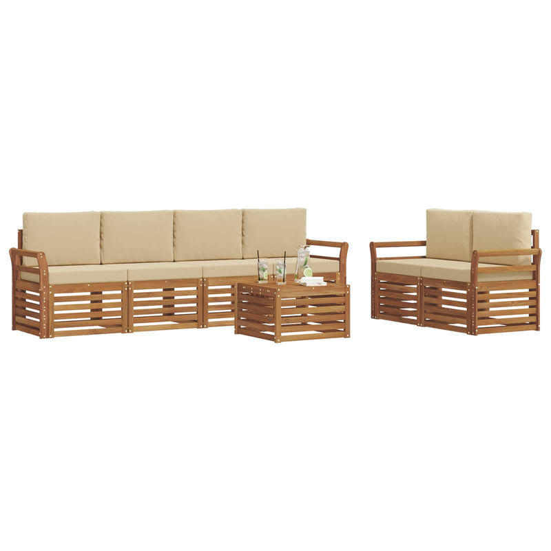 Set de canapele de exterior 7 buc. Natural și Bej