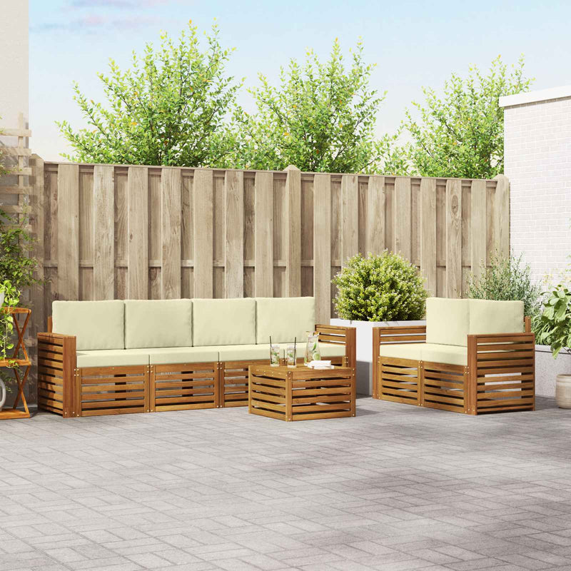 Set de canapele de exterior 7 buc. Natural și Crem