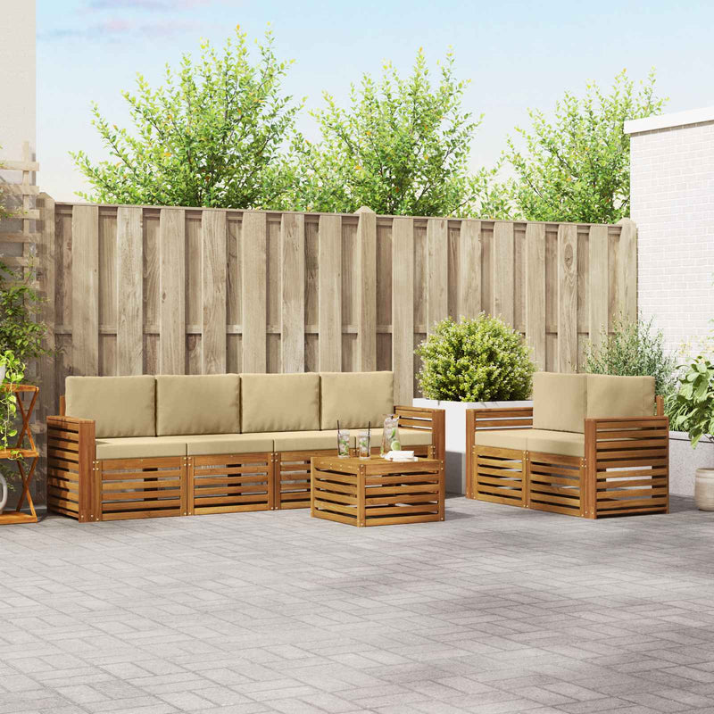 Set de canapele de exterior 7 buc. Natural și Bej