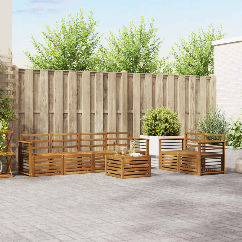 Set de canapele de exterior 7 buc. natural Lemn Solid de Acacia