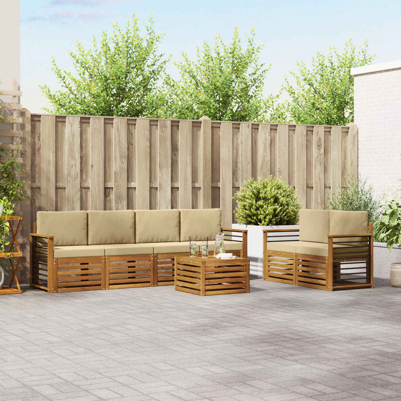 Set de canapele de exterior 7 buc. Natural și Bej