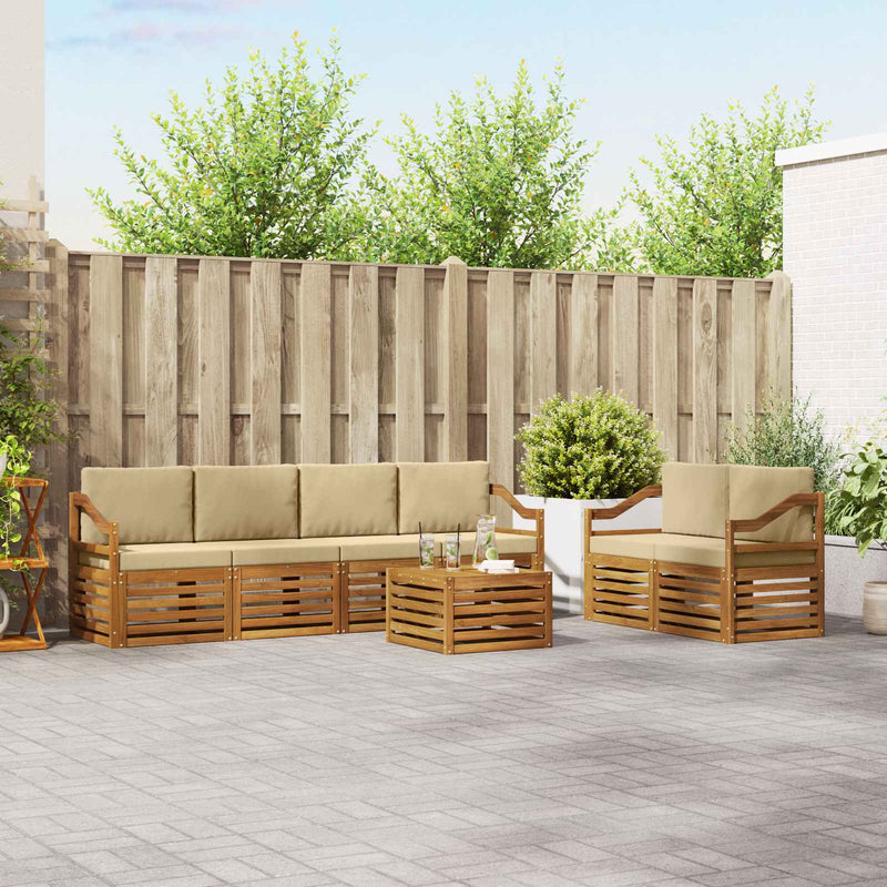 Set de canapele de exterior 7 buc. Natural și Bej