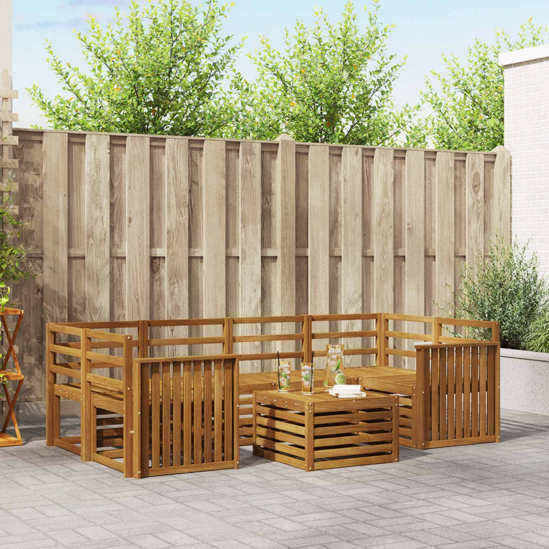 Set de canapele de exterior 7 buc. natural Lemn Solid de Acacia