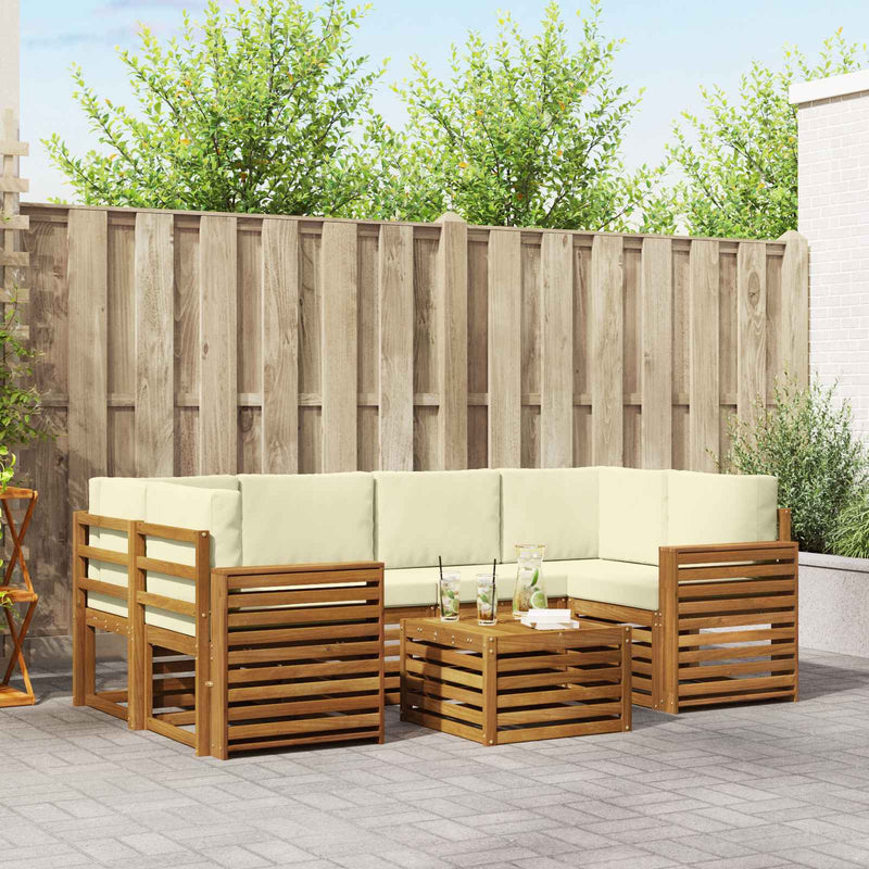 Set de canapele de exterior 7 buc. Natural și Crem