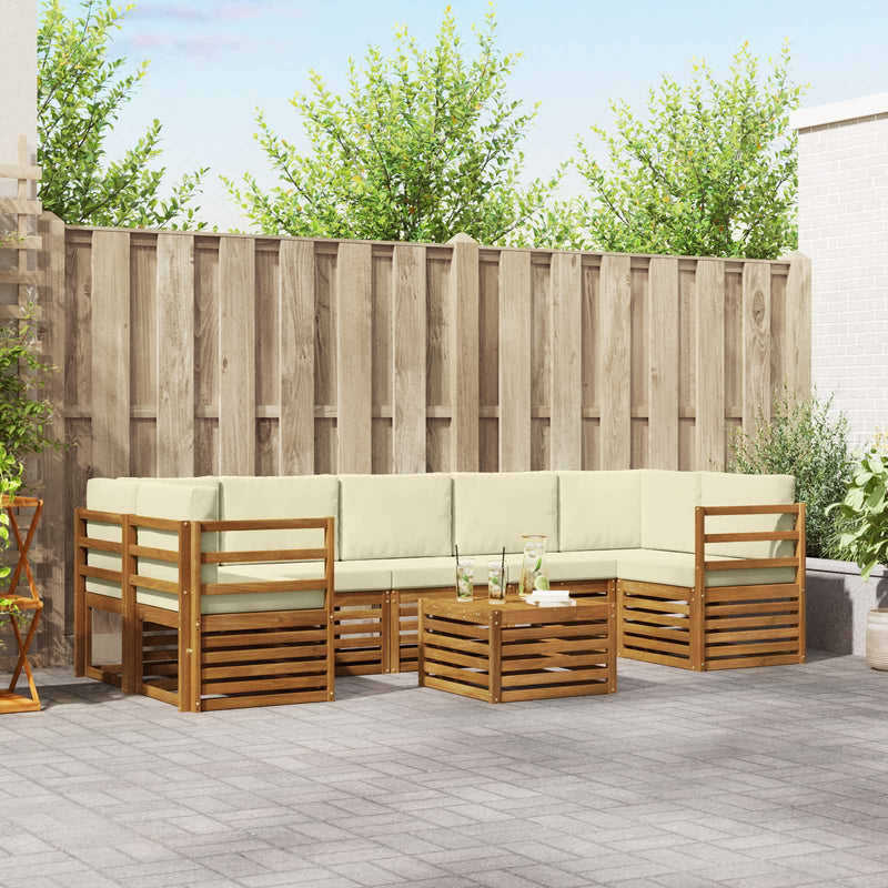 Set de canapele de exterior 8 buc. Natural și Crem