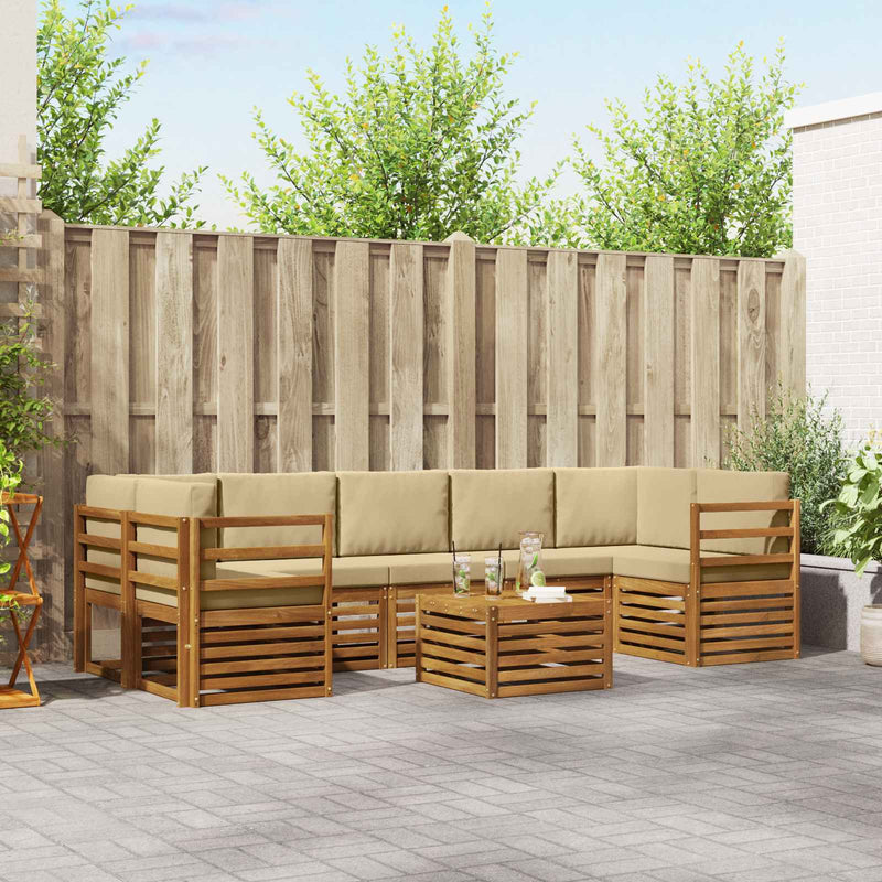 Set de canapele de exterior 8 buc. Natural și Bej