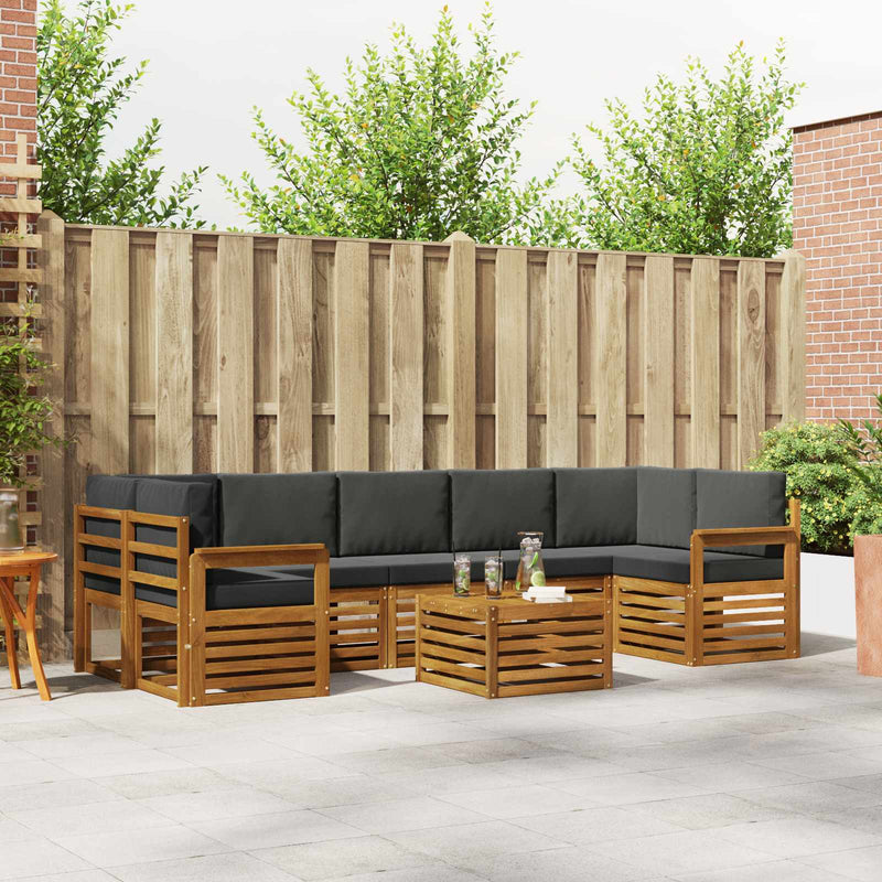 Set de canapele de exterior 8 buc. Natural și Antracit